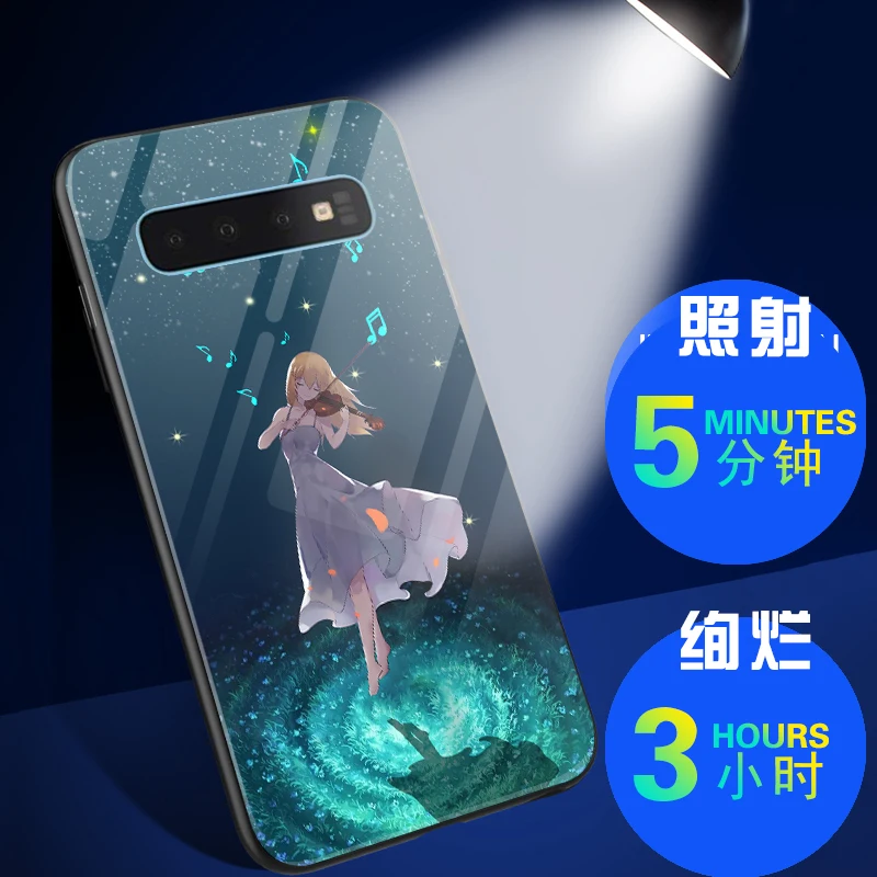 Чехол в виде светящегося стекла для samsung Galaxy S8, S9, S10, A7, A8 Plus, роскошная светящаяся задняя крышка, чехол для samsung Note 8, 9