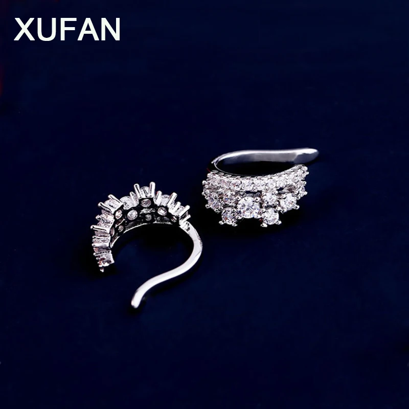 

Elegant Cubic Zirconia Crown Ear Cuff Women Clip Earrings Retro Hollow U-shaped Crown Ear Bone Folder No Pierced Silver Color