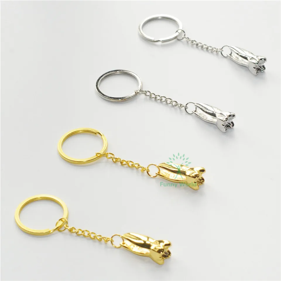 

4Pcs Molar Shaped Tooth Keychain Dental Clinic Gift