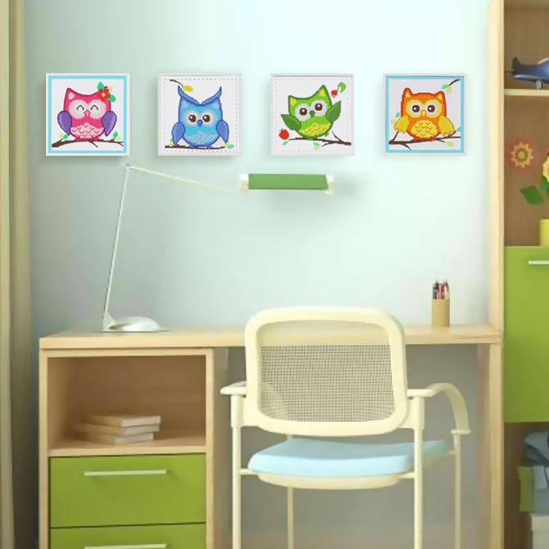 Cutiepop House Decorated DIY Night Owl Children 5D Diamond Embroidery Wooden Frame Painting Cross Stitch Animal T057 | Дом и сад