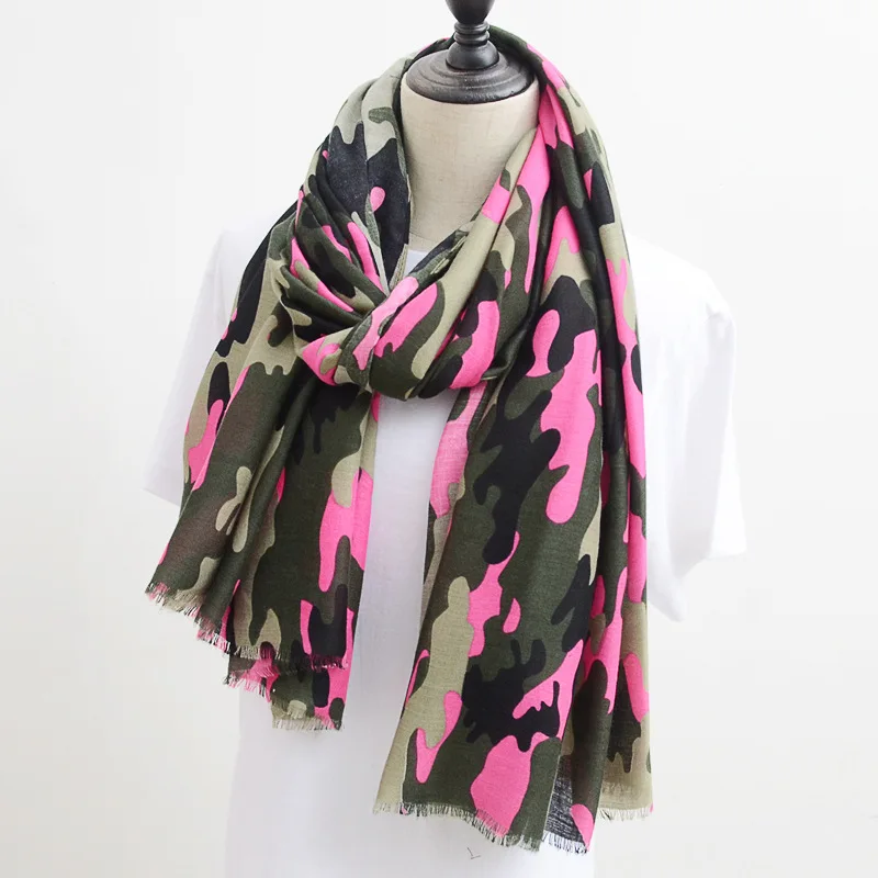 

2019 Camouflage Printed Design Fashion Gradient Colors Long Scarf Women Viscose Pashmina Thin Long Soft Cotton Scarf And shawl