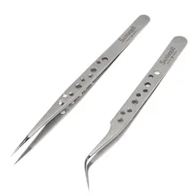 Анти-статические Изогнутые Прямой наконечник щипцы сверхтвердых наращивания ресниц Пинцет Стразы для ногтей, украшения комплектации щипцы инструмент