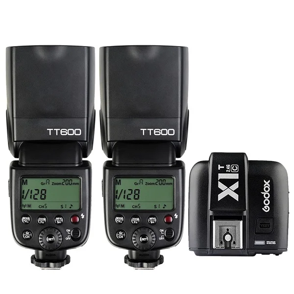 2 шт. Godox TT600 TT600S 2,4G Беспроводная камера Вспышка Speedlite+ X1T-N/C/S/F/O передатчик для Nikon Canon sony Fuji Olympus - Цвет: FOR CANON