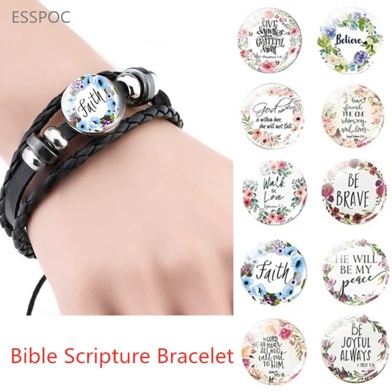 

Bible Verse Bracelet Bangle It Is Well with My Soul Inspirational Quote Multilayer Braided Buckle Bracelet Leather Bracelet
