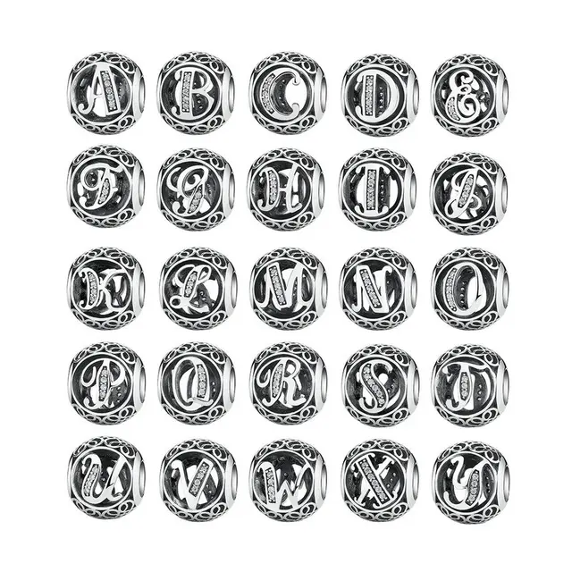 Authentic 925 Sterling Silver Vintage A To Z Clear Cz Letter Charms Authentic 925 Sterling Silver Vintage A To Z Clear Cz Letter Charms Fit Pandora Bracelets