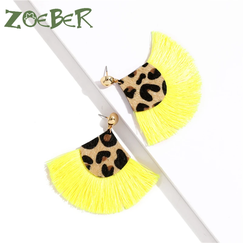 

New Round Resin Cheetah Tassel Earrings Leopard Dangle Drop Earrings Biscuits Cow Color for Women Sector Pendientes Oorbellen