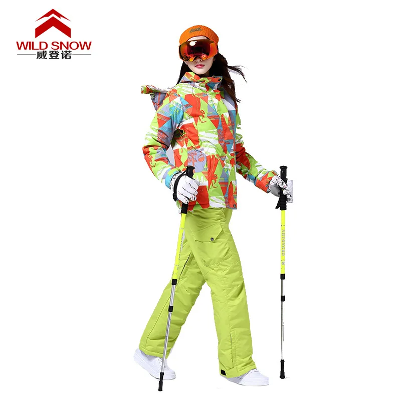 

WILS SNOW Winter Ladies Ski Suit Outdoor Windproof Waterproof Clothing Set Woman Warm Climbing Suit Charge Suit 5 Colors