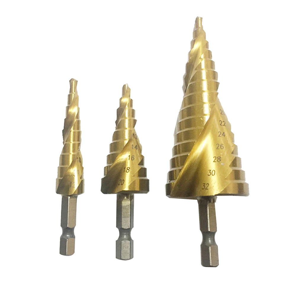 Triangle Handle Spiral Stepped Drill Pagoda Drill Bit Hole Multi