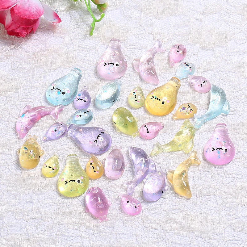 

20pcs/lot Cute Ocean Animal Flatback Resin Cabochons Faux dolphin/whale for Phone case diy Decorating