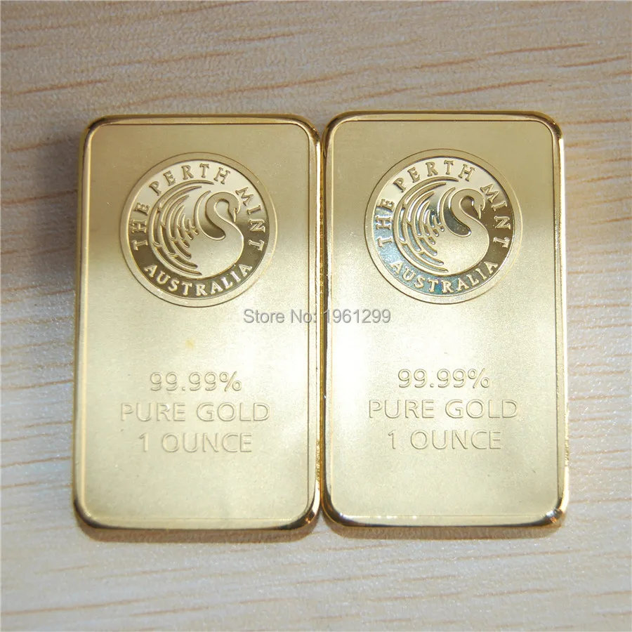 

Weight about 31gram! 1 oz Gold Bar - Perth Mint Gold Bar (Non-magnetic) 50pcs/lot Dhl free shipping,replica gold clad bar