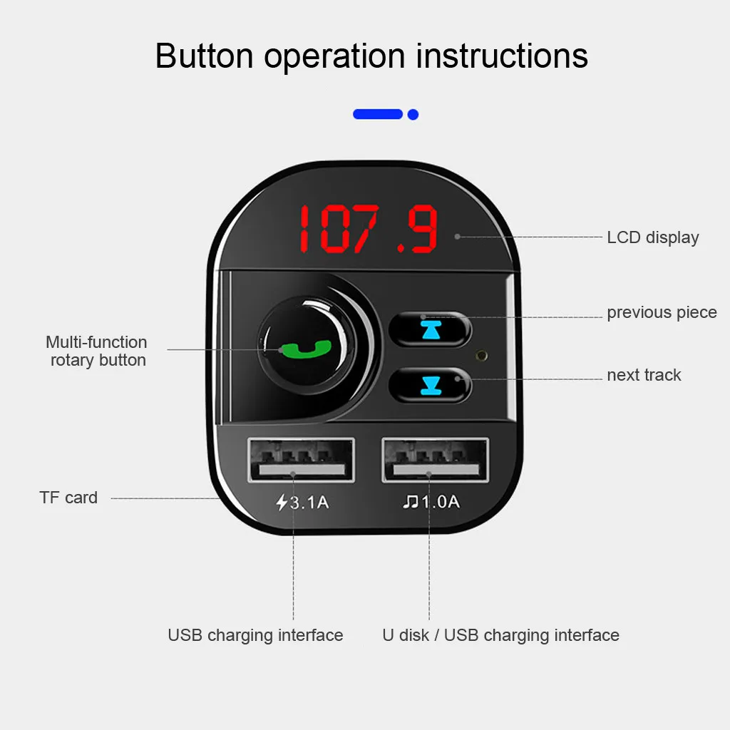 Автомобильный MP3-плеер USB Bluetooth fm-передатчик Радио беспроводной двойной авто аксессуары прикуриватель телефон портативное зарядное устройство# Y2