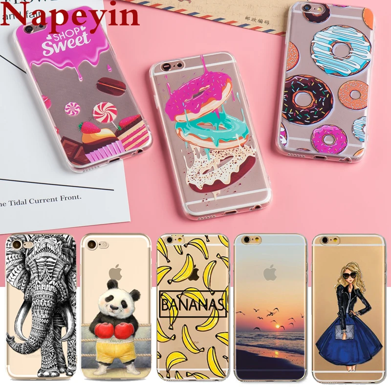 Napeyin чехол для телефона iPhone 6 6S 7 8 плюс SE 5 5S обувь девочек кошка Мандала банан панда