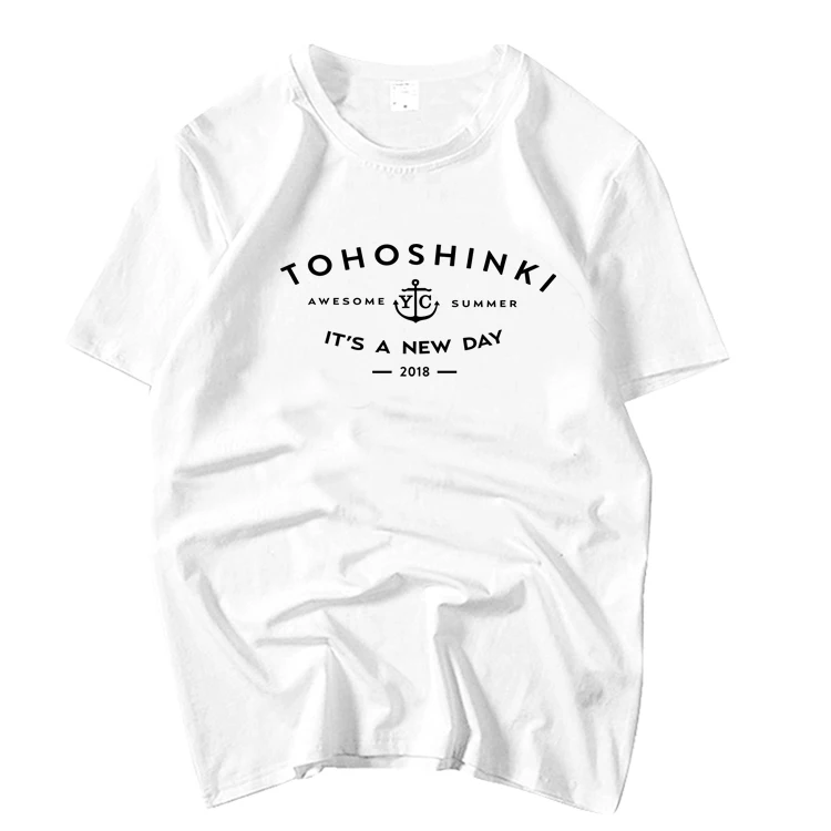 Kpop tohoshinki tvxq 2018 концерт это новый день же печать Круглая горловина футболка Летняя мода унисекс свободная футболка с короткими рукавами