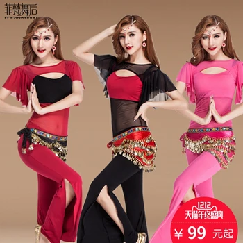 

2017 Promotion Special Offer Cotton Branded Dance Garments Belly Costume Set Professional For Women Bellydance Top+ Pants Ff121