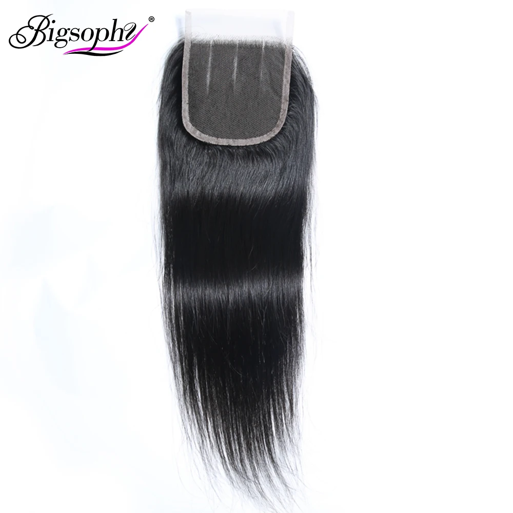

Bigsophy Malaysian Closure 4x4 Straight Wave Human Hair Lace Closure With Baby Hair Free Middle Three Part Remy Hair Closure