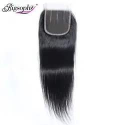 Bigsophy малазийский закрытие 4x4 прямые волна человеческих волос закрытия шнурка с ребенком волос Бесплатная Ближний три части парик из волос