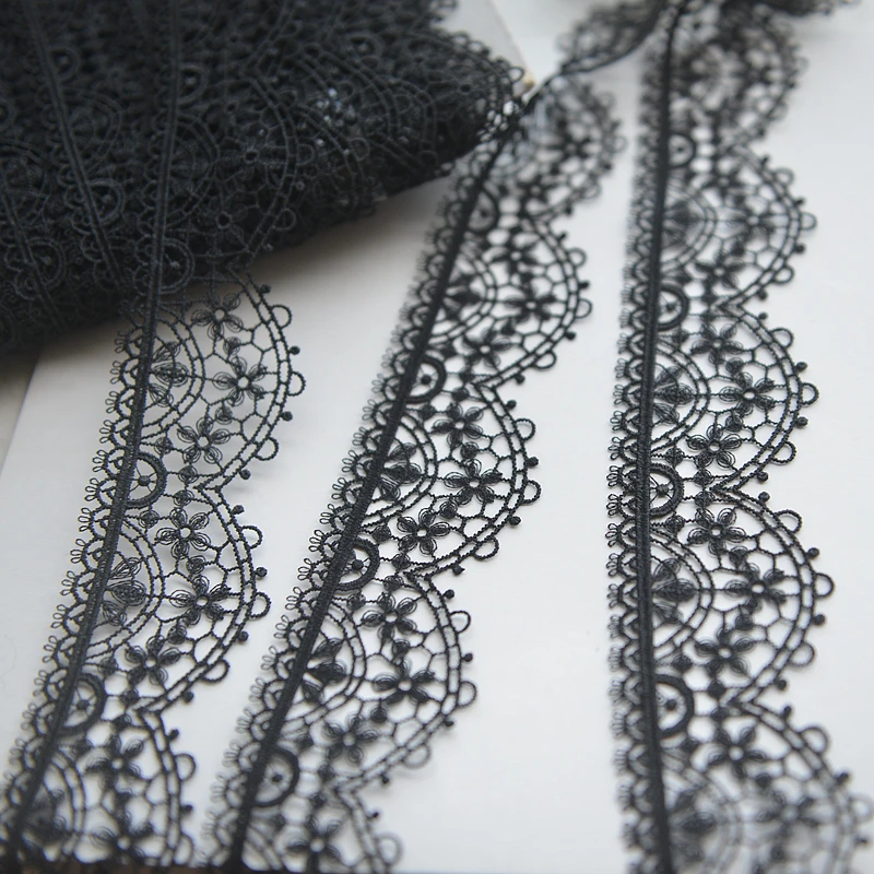 8 meter/lot 4.8cm 1.88" width black fabric embroidery tapes lace trim