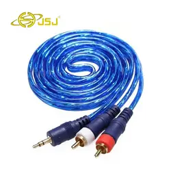 JSJ 3.5 до 2RCA 3.5 на RCA Подключение к компьютеру трансляционной линии прозрачный синий 1.5 м