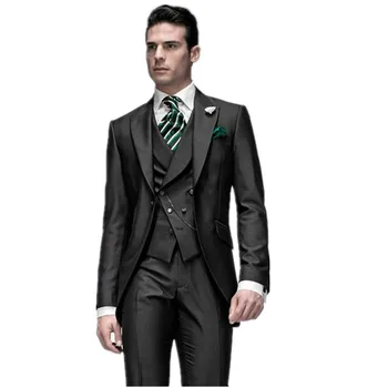 

Trajes De Hombres De Vestir New Style One Slim Fit Groom Tuxedos Best Man Suit Wedding Men Suits Bridegroom (jacket+pants+vest)