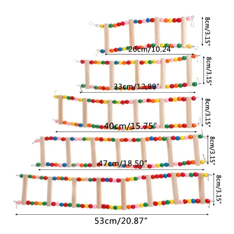 Лестница для попугая подъем жердочка для птиц держатель игрушки домашние птицы Parakeet хомяк качели красочные бусины из натурального дерева играть забавные штуковины Che