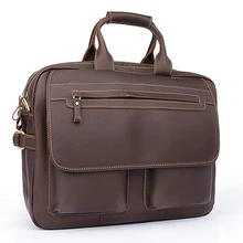 hot new genuine light gentleman cowhide leather briefcases dress man’s business travel work hand solid soft pad laptop tote bags