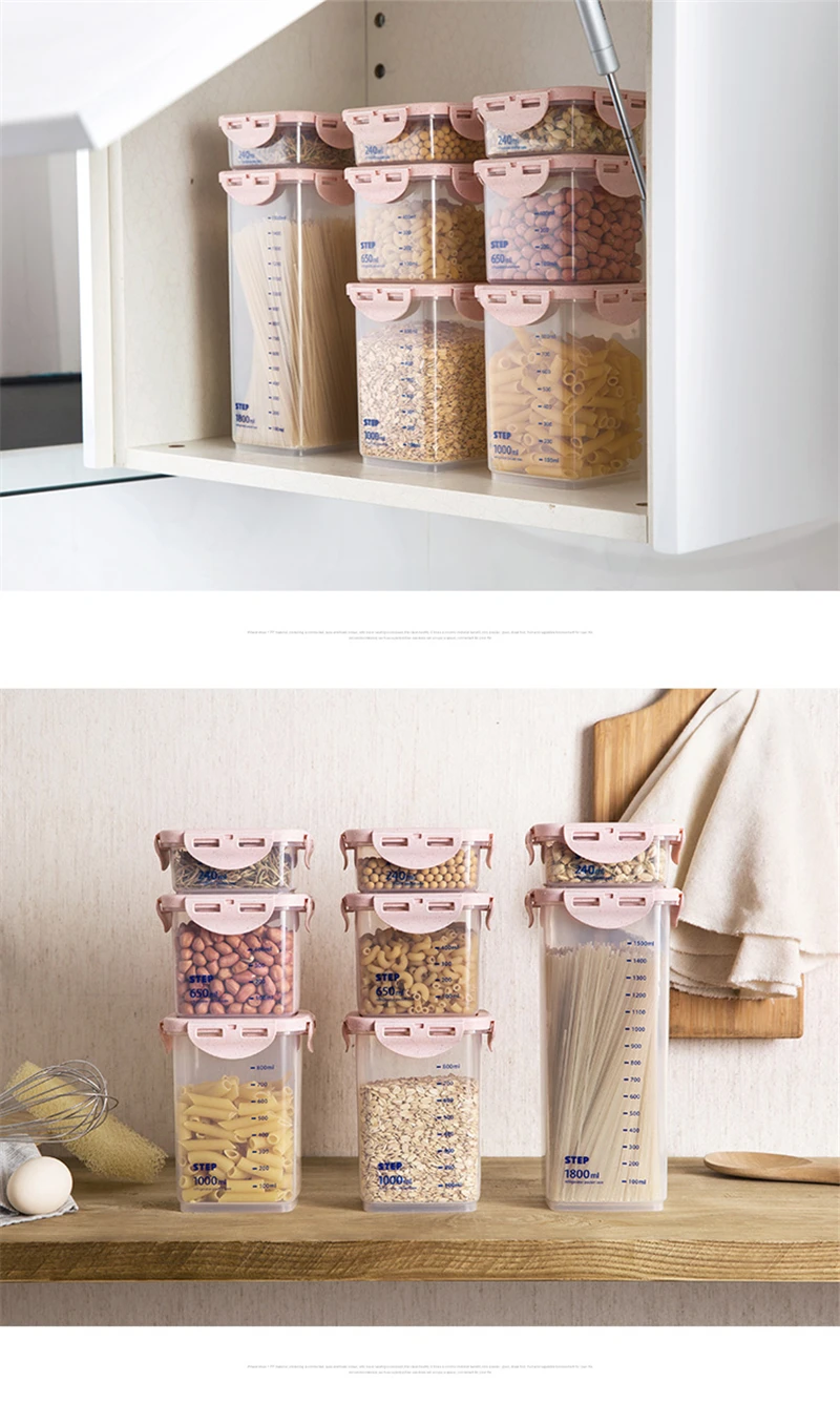 8 шт./компл. JiangChaoBo прозрачный запечатанные банки Еда ящик для хранения Кухня Пластик бак для хранения зерна