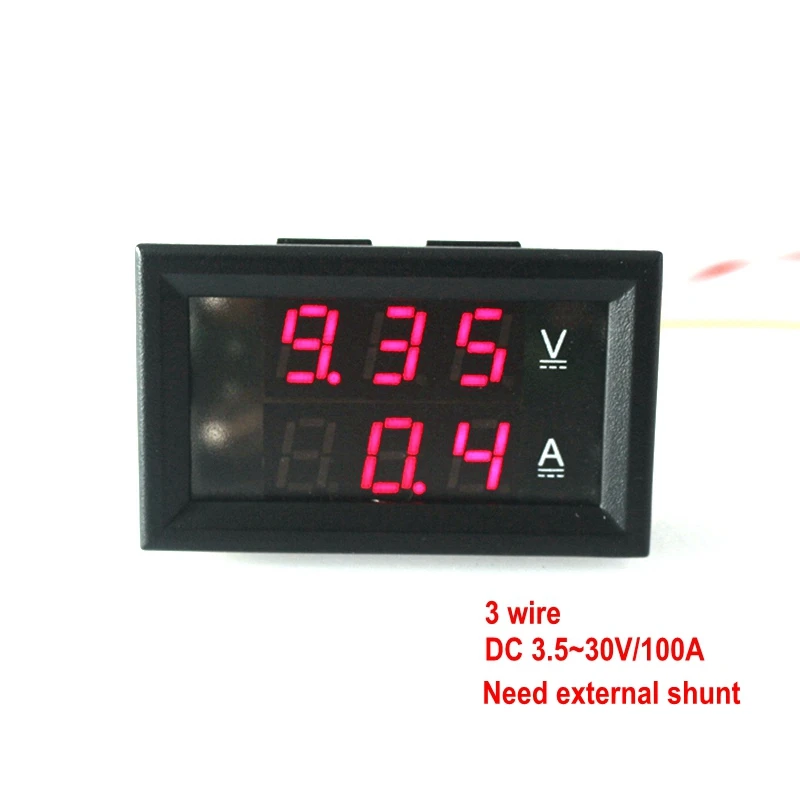 Digital three wire DC 4.5 30 V/100A Ammeter Voltmeter Volt Ampere Gauge