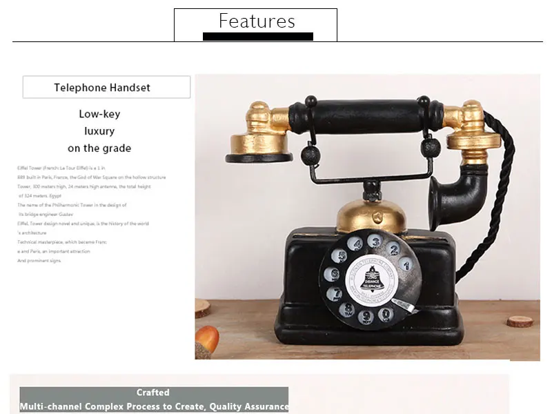Винтажная Статуэтка телефона, изделия из смолы, ретро телефон, модель телефона, миниатюрное украшение для дома, украшение для гостиной, подарки