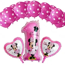 13pcs/lots mickey minnie mouse foil balloons birthday party decor supplies star heart Dot helium balloon baby shower kid toys