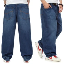 New Brands Men Cotton Loose Fit Straight Long Jeans Men Hip Hop Designer Baggy Jeans Denim Pants Plus Size 38 40 42 44 46