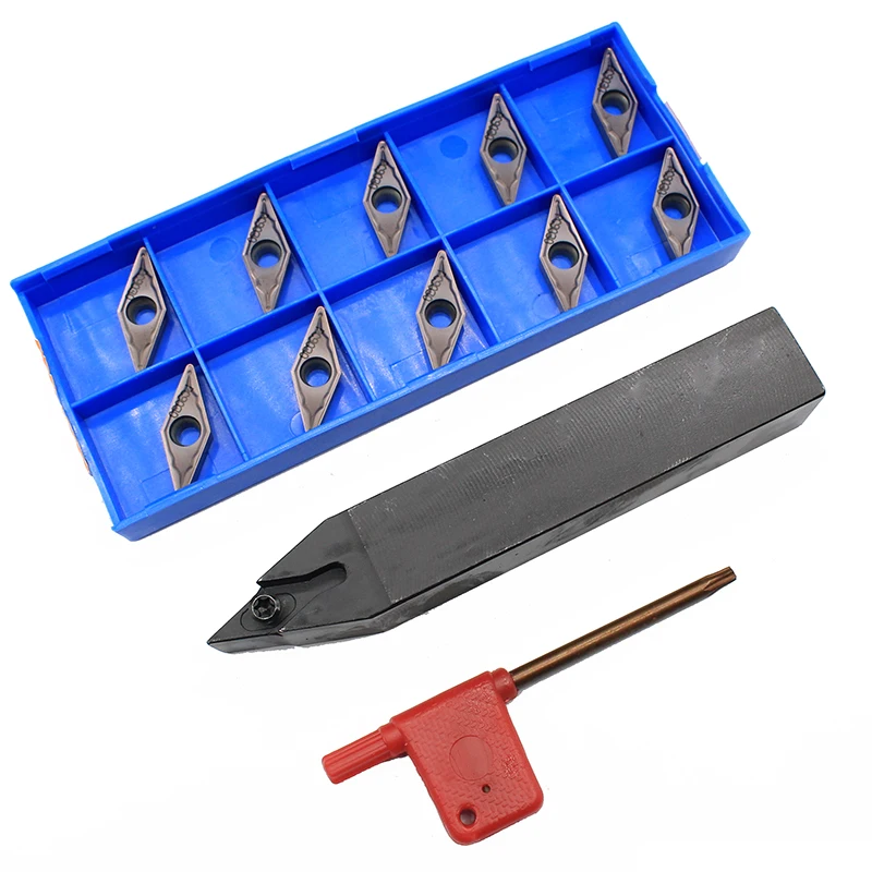 

SVVCN1616H16 SVVCN2525M16 CNC Turning Tools 1PC+10PCS VCMT160408 PC9030 carbide insert Machine CNC External Turning Tool Holder