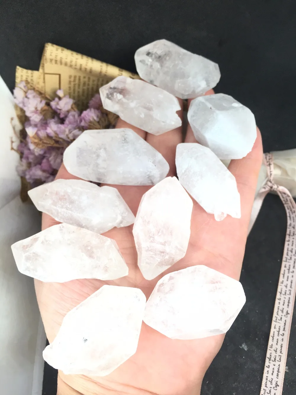 

10pcs Rare Slender Natural Lemurian Seed Quartz Crystal Points Specimen