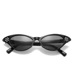Новая мода кошачий глаз солнцезащитные очки для женщин тренд мужчин и женщин солнцезащитные очки с бриллиантами маленькие очки 2019