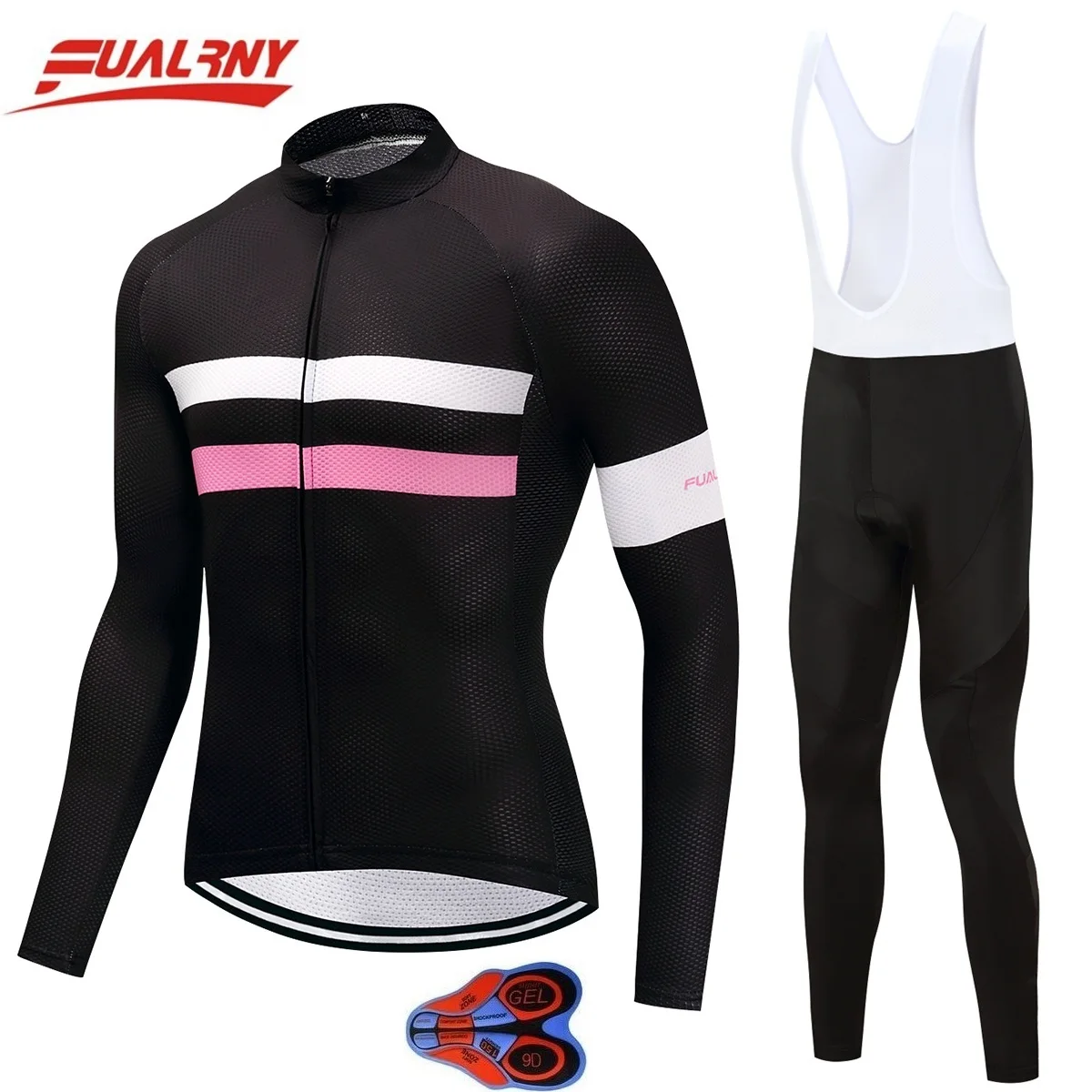 

2018 Team FUALRNY Long sleeve Ropa Ciclismo Cycling Jersey set 9D gel/Autumn Bicycle/MTB Bike Clothes For Man Chest fluorescence