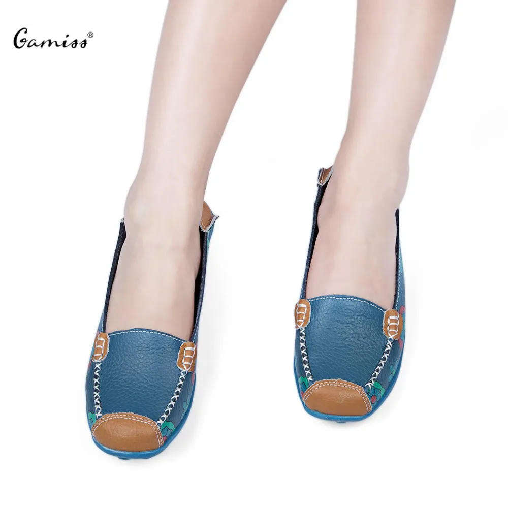 

2016 Autumn Newest Arrival Casual Flat Women Shoes Gamiss Spring Casual Floral Print Patchwork Slip On Flat Shoes For Women