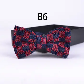

TOP fashion Men knitted bowtie Wedding party high quality knitting bow ties blue with red checkers plaids
