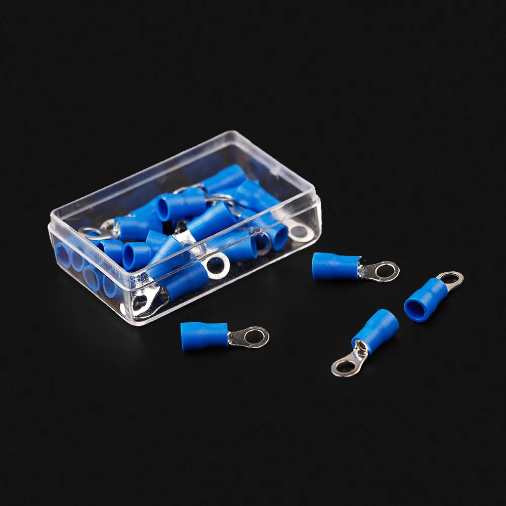 

Blue 25Pcs 2-4 Cold-pressed Crimp Terminals 16-14 Ga AWG Gauge Insulated Electrical Power Wire Ring Eye Insulated Connectors