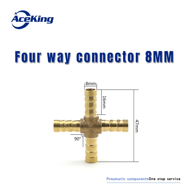 All copper pagoda joint y-type gas pipe three-way gas pipe straight hose joint fitting t-type three-way four-way joint gree head four-way 8MM