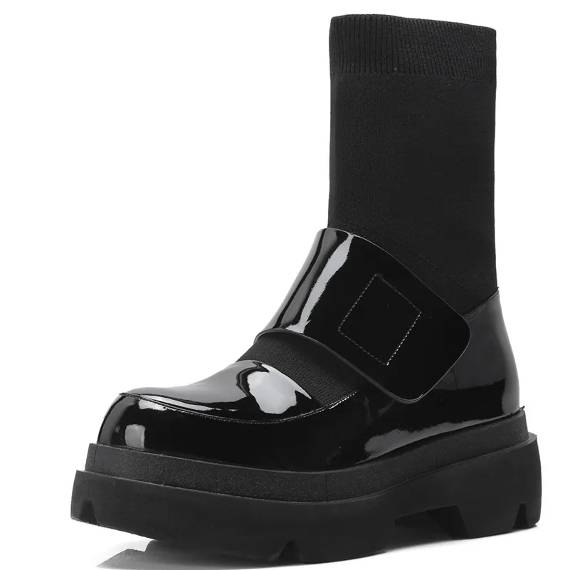 Cena FEDONAS nowych kobiet w połowie buty ze skórki cielęcej jesień zima ciepłe wysokie obcasy buty kobieta prawdziwej skóry Casual marka jakości Stretch buty