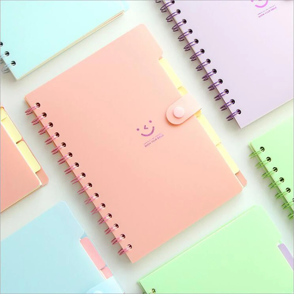 

PVC Creative Cartoon Smile Coil Notebook Student Exercise Book Office School Schedule Planner Korean Kawaii Organizer Diary