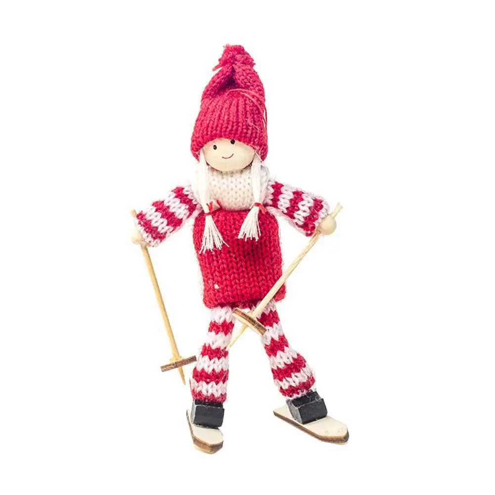 

5pcs Christmas Cute Wool Ski Doll Pendant Creative Hanging Ornaments Home Christmas Decorations Girl Dolls Pendants