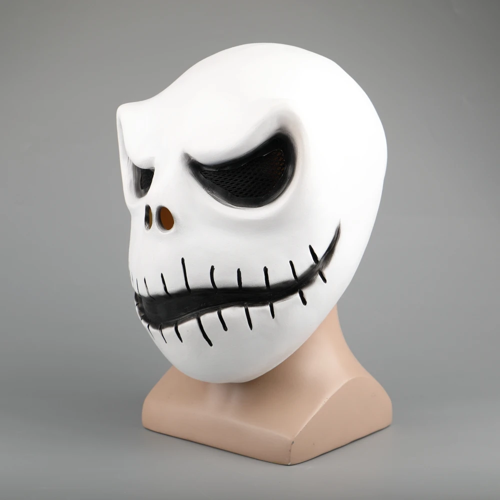 Movie The Nightmare Before Christmas Jack Skellington Cosplay Face Masks Pumpkin King Full Head White Latex Props Halloween Gift (6)