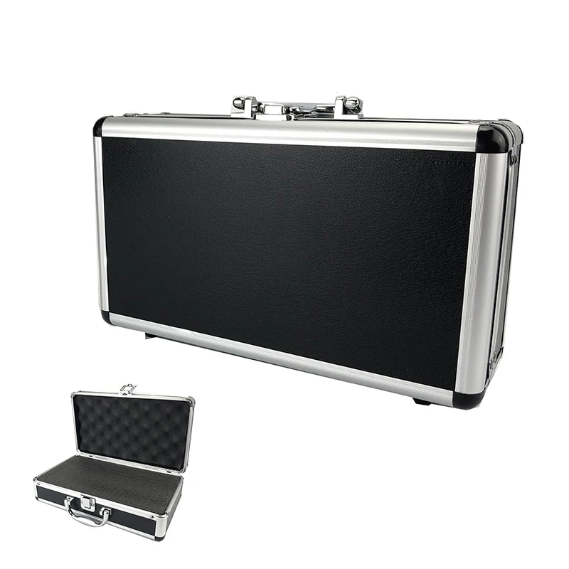 

300*170*95mm Aluminum Tool Box Portable Instrument Box Storage Case Suitcase Travel Luggage Organizer Case W Lining Only Black