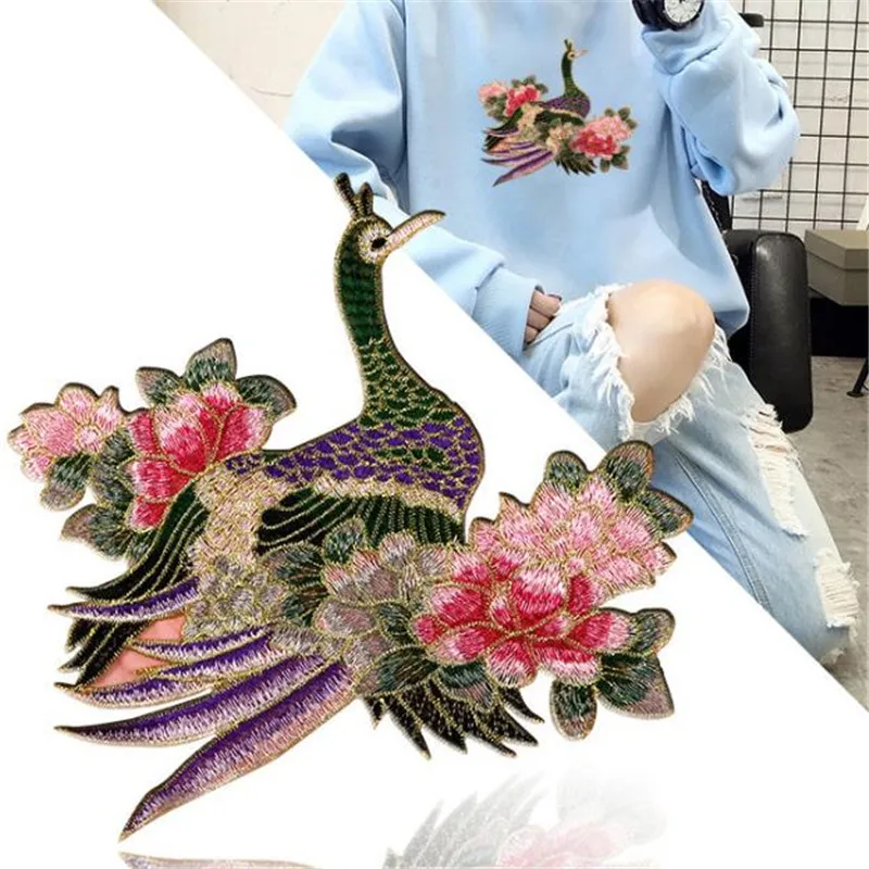 ChicLady 235MM Phoenix Bird Embroidered Stripes Applique Patches for Clothing Cloth Sticker Sew on Super Badges Biker Parches OG | Дом и сад