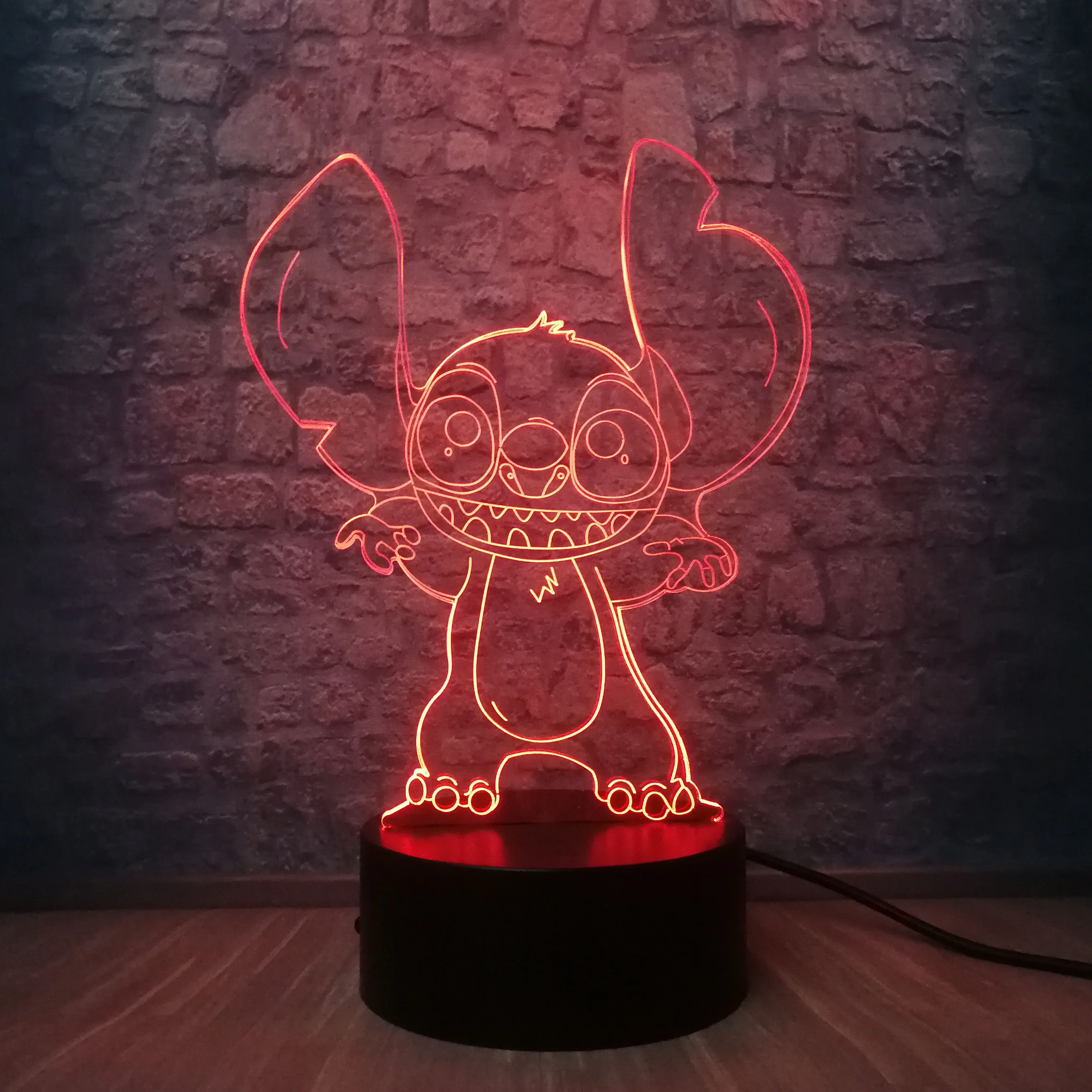 Мультяшный кавайный стежок 3D светодиодный Ночной светильник RGB ing 7 цветов