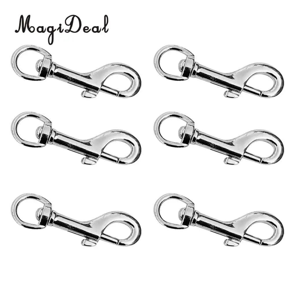 MagiDeal Heavy Duty 6Pcs/Lot 78mm Swivel Clip Snap Hook Tools for Keychains Dog Lead Leather Marine Industry Supply Gold/Silver