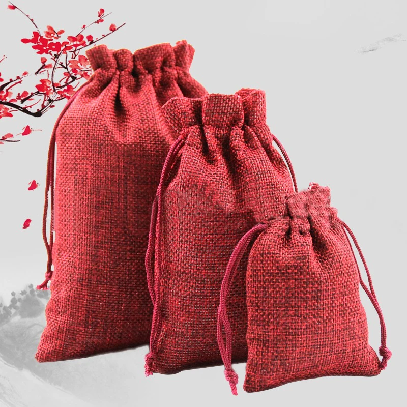 

50 Pcs Linen Drawstring Pouch Favour Exquisite Accessories Bags Small Makeup Wedding Favors Beads Holder Stage
