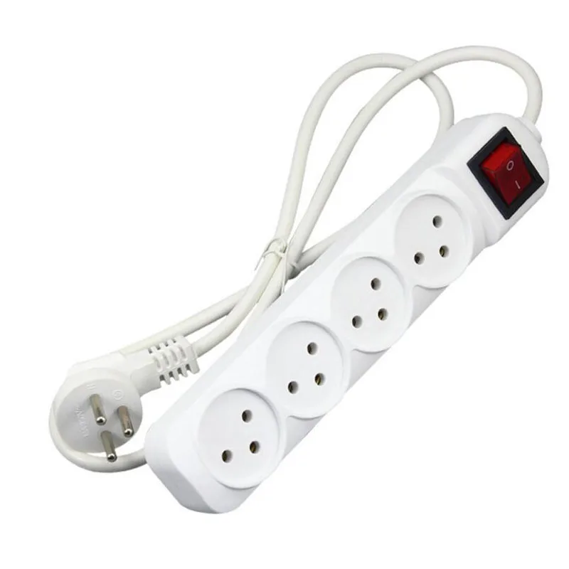 

250V 16A AC Power Charger Wall Socket 4 Israel Plug Sockets Outlet Plug Mains Lead Strip Adapter With Extension Cable Switc