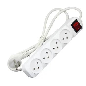 

250V 16A AC Power Charger Wall Socket 4 Israel Plug Sockets Outlet Plug Mains Lead Strip Adapter With Extension Cable Switc