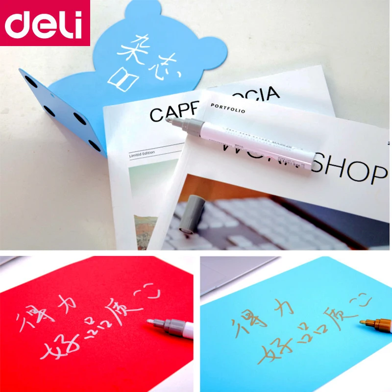 1 шт. 3 Deli s558 # Перманентный маркер 2 мм черный синий красный серебристый 8 цветов